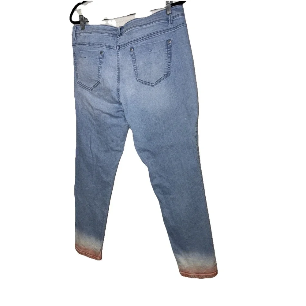 J. Jill Denim Authentic Fit Slim Ankle Jeans Blue Ombre Dip Dye Womens‎ Size 14